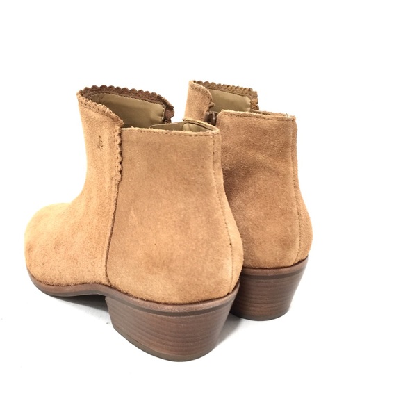 Jack Rogers Camel Suede Zip-Up Ankle Boots - Picture 5 of 6